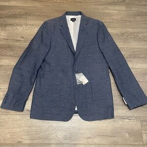 Structure Mens Modern Fit Sport Coat Blue Linen Blend Two Button Vented Sz L NWT